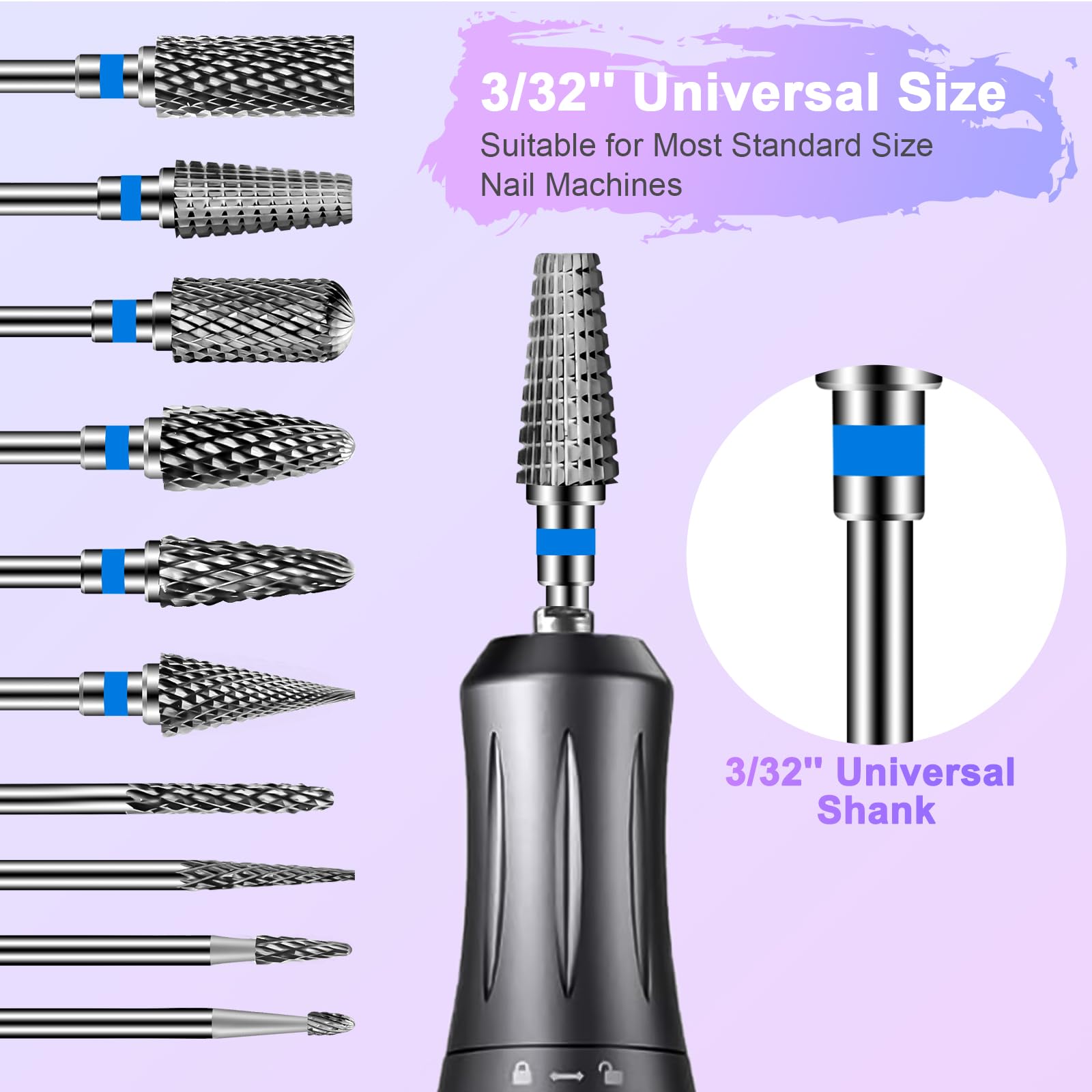 Diesisa closeup of tungsten carbide bits demonstrates durability for natural and artificial nails