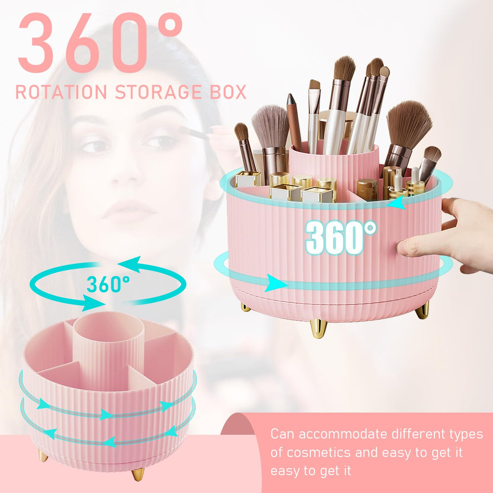 Diesisa rotating organizer 5-slot stores brushes, nail polish, and small cosmetics neatly.