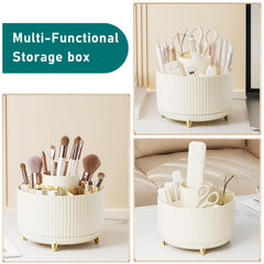 Diesisa vanity desktop organizer in cream on a bathroom counter.