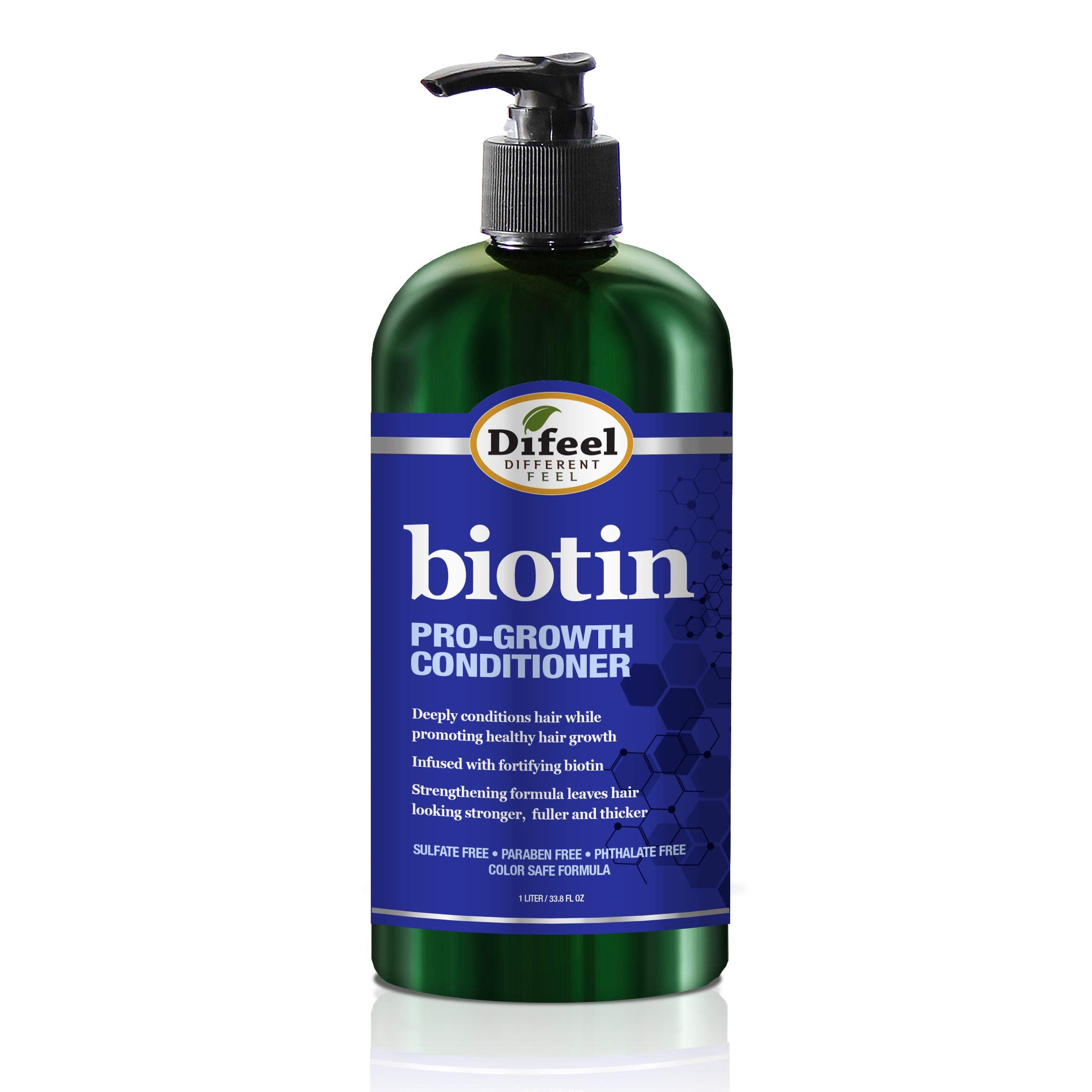 Difeel Pro-Growth Biotin Conditioner bottle front for fuller-looking hair.