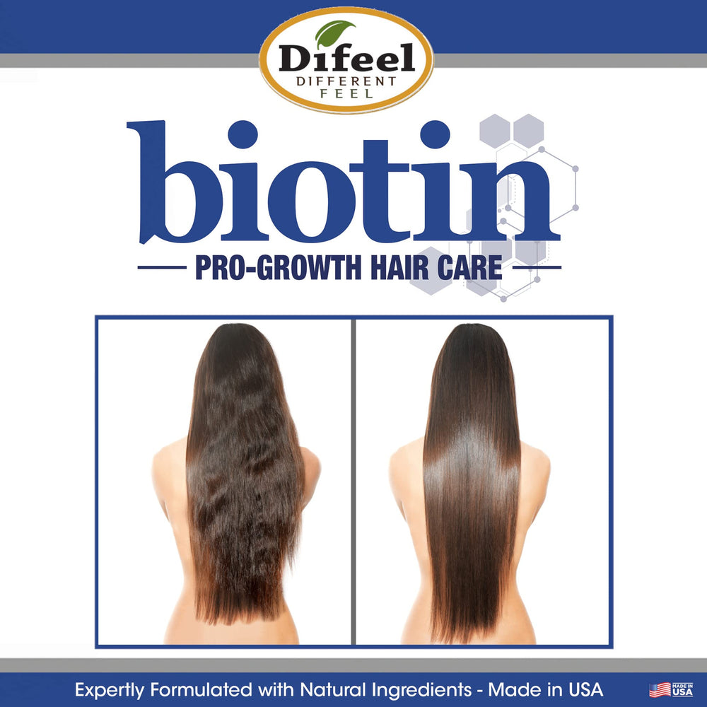 Difeel Pro-Growth Biotin Conditioner being applied to hair for glide and manageability.