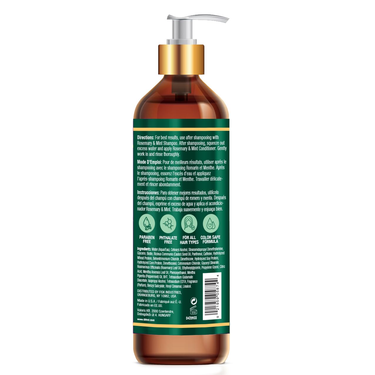Difeel rosemary-mint conditioner packaging reveals a large 33.8 oz size