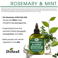 Difeel rosemary-mint hair oil ingredients close-up for nourished hair and balanced scalp.