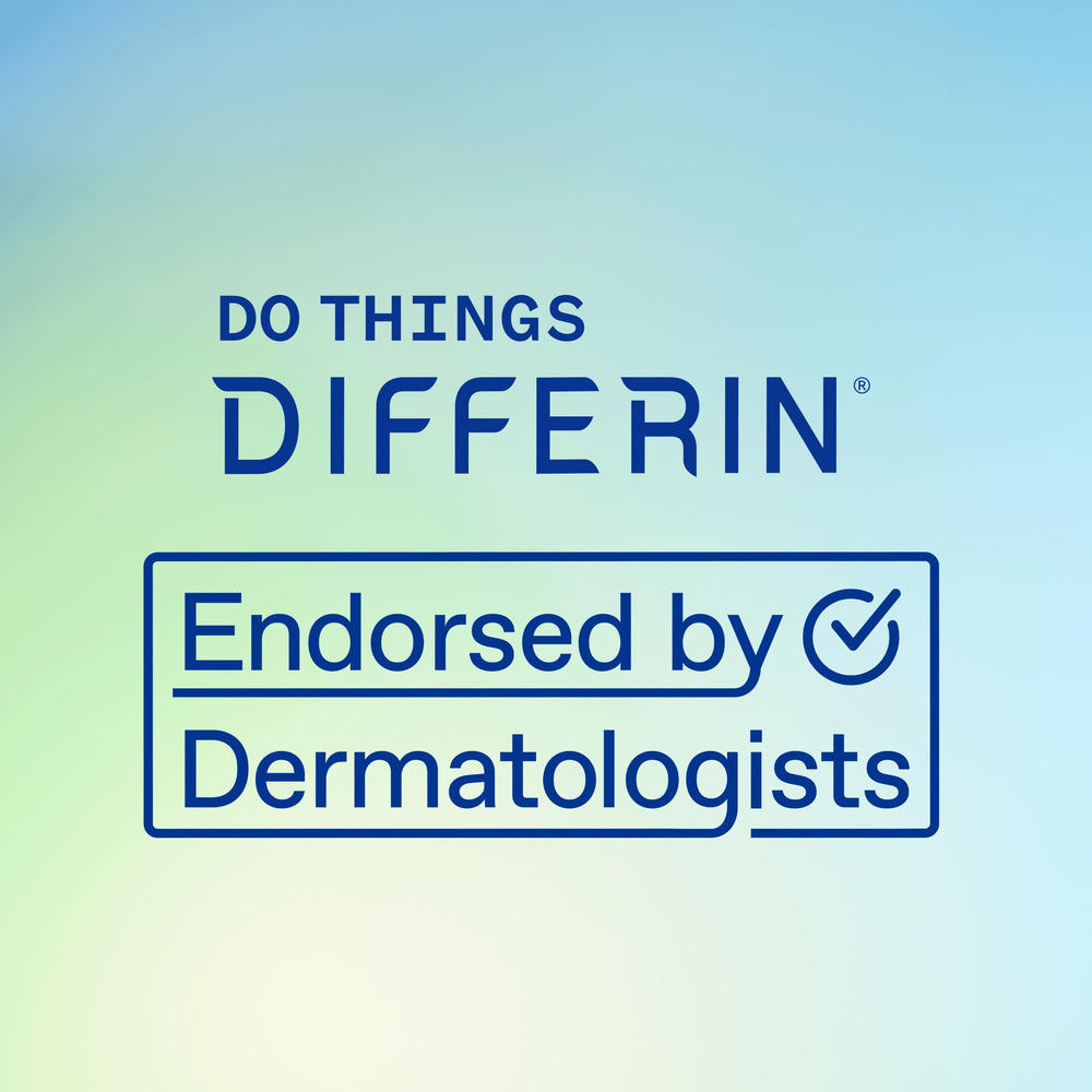 Differin before and after visual illustrating clearer-looking skin effect
