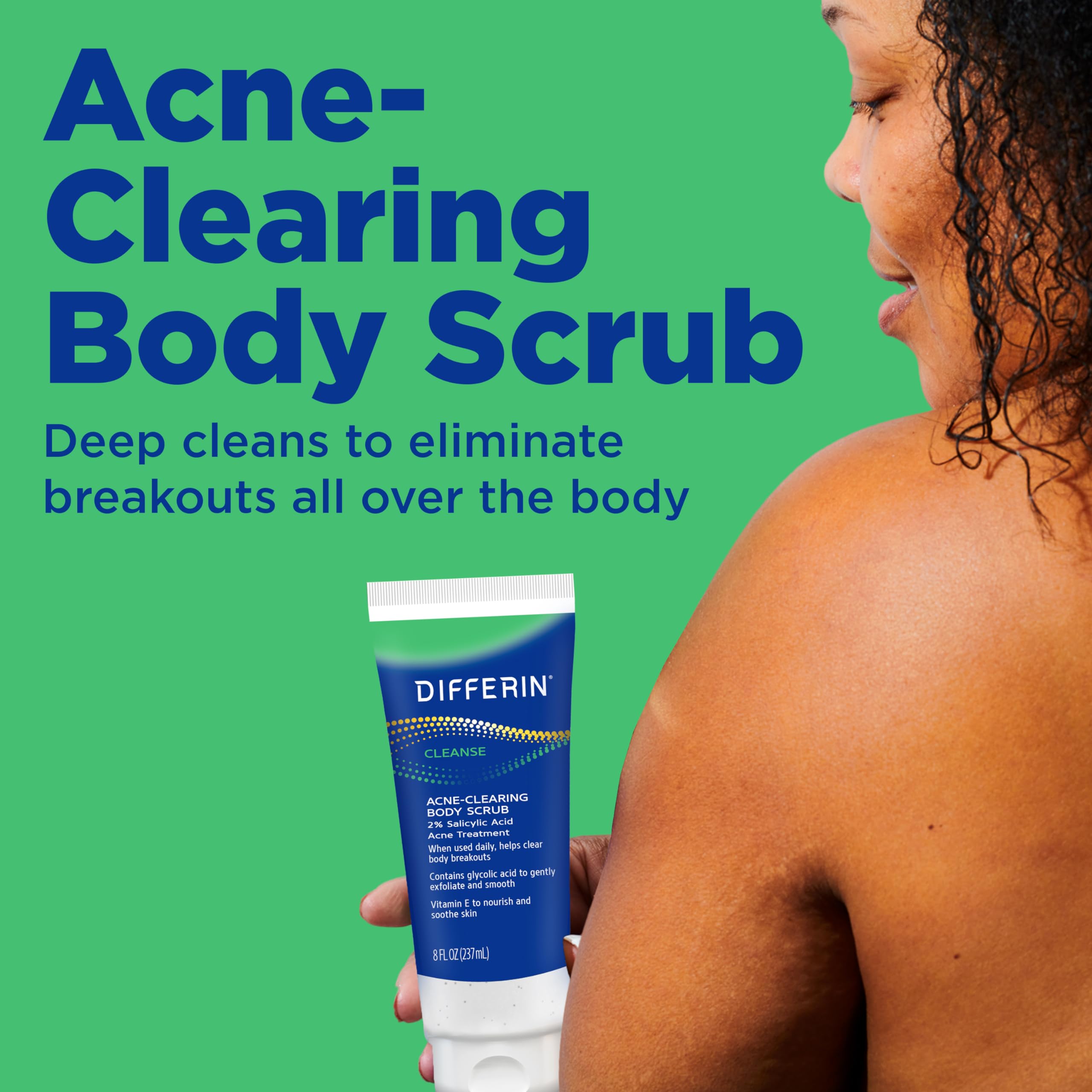 Differin scrub texture close-up with dissolving vitamin E beads for gentle exfoliation