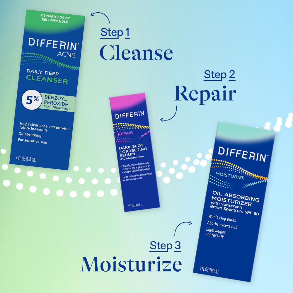 Differin bottle on bathroom counter suggesting easy routine integration