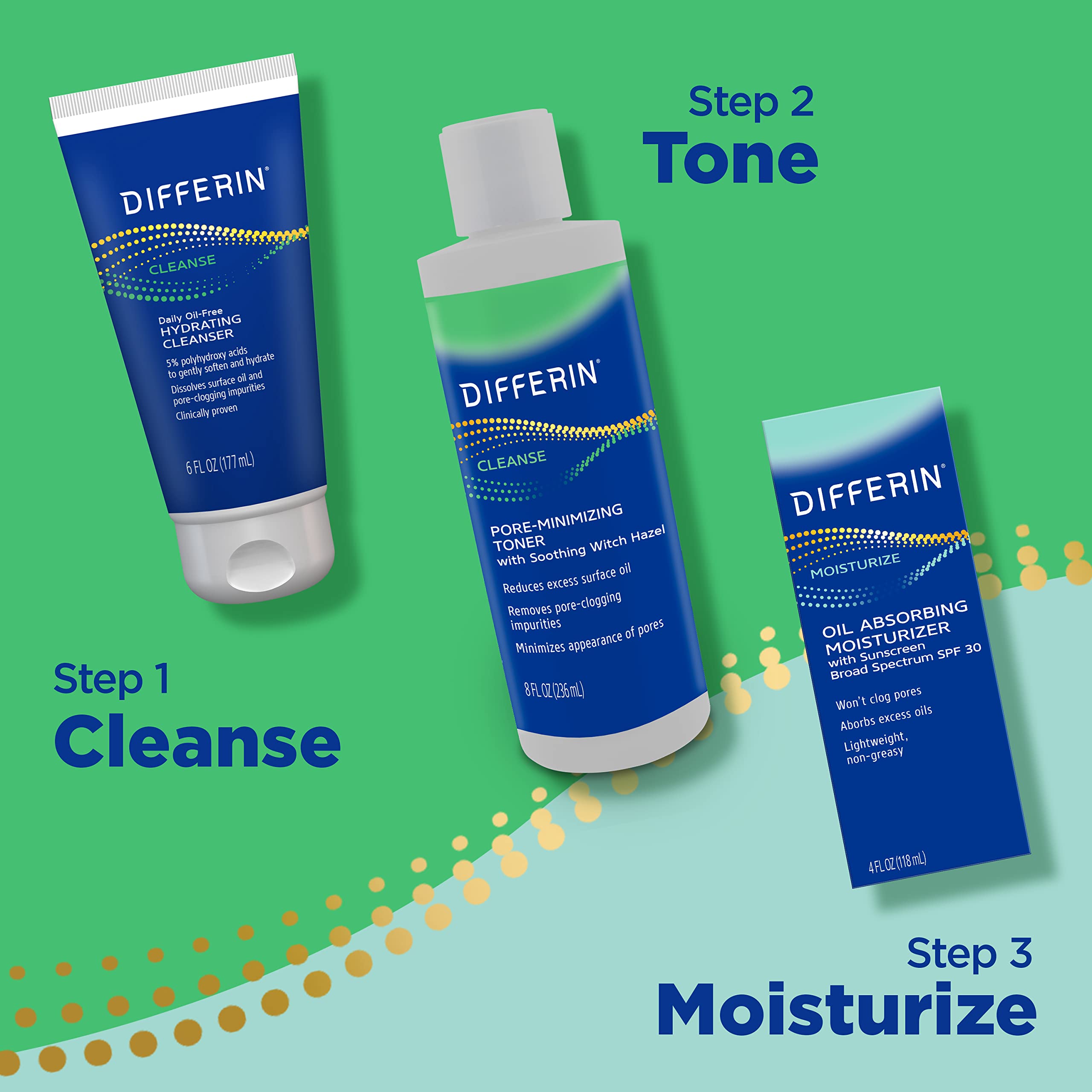 Differin close-up label highlighting 5% PHAs and ingredient clarity benefit