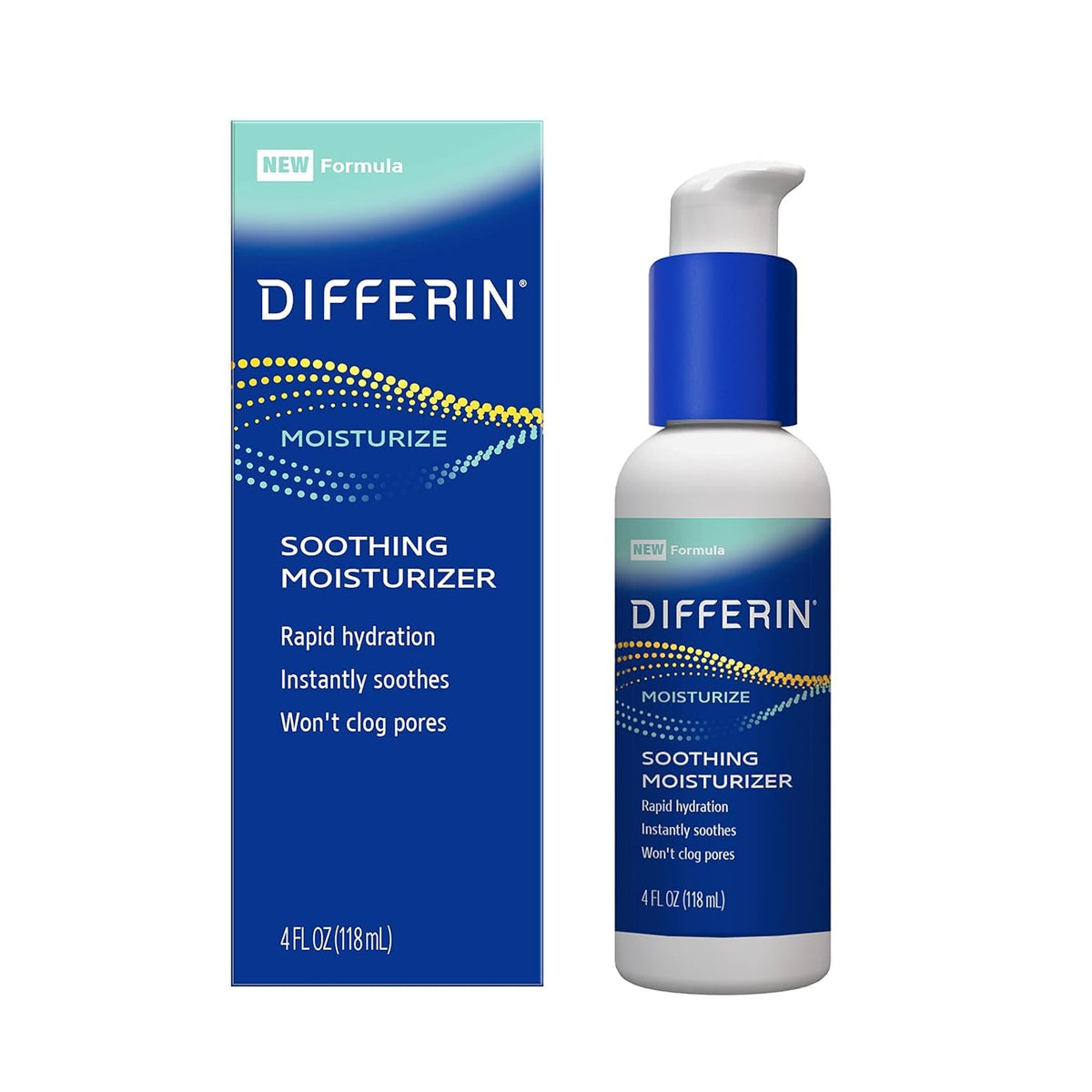 Differin front packaging 4 oz showing tube and brand, conveys trusted hydration