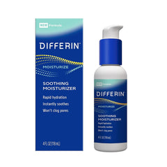 Differin front packaging 4 oz showing tube and brand, conveys trusted hydration