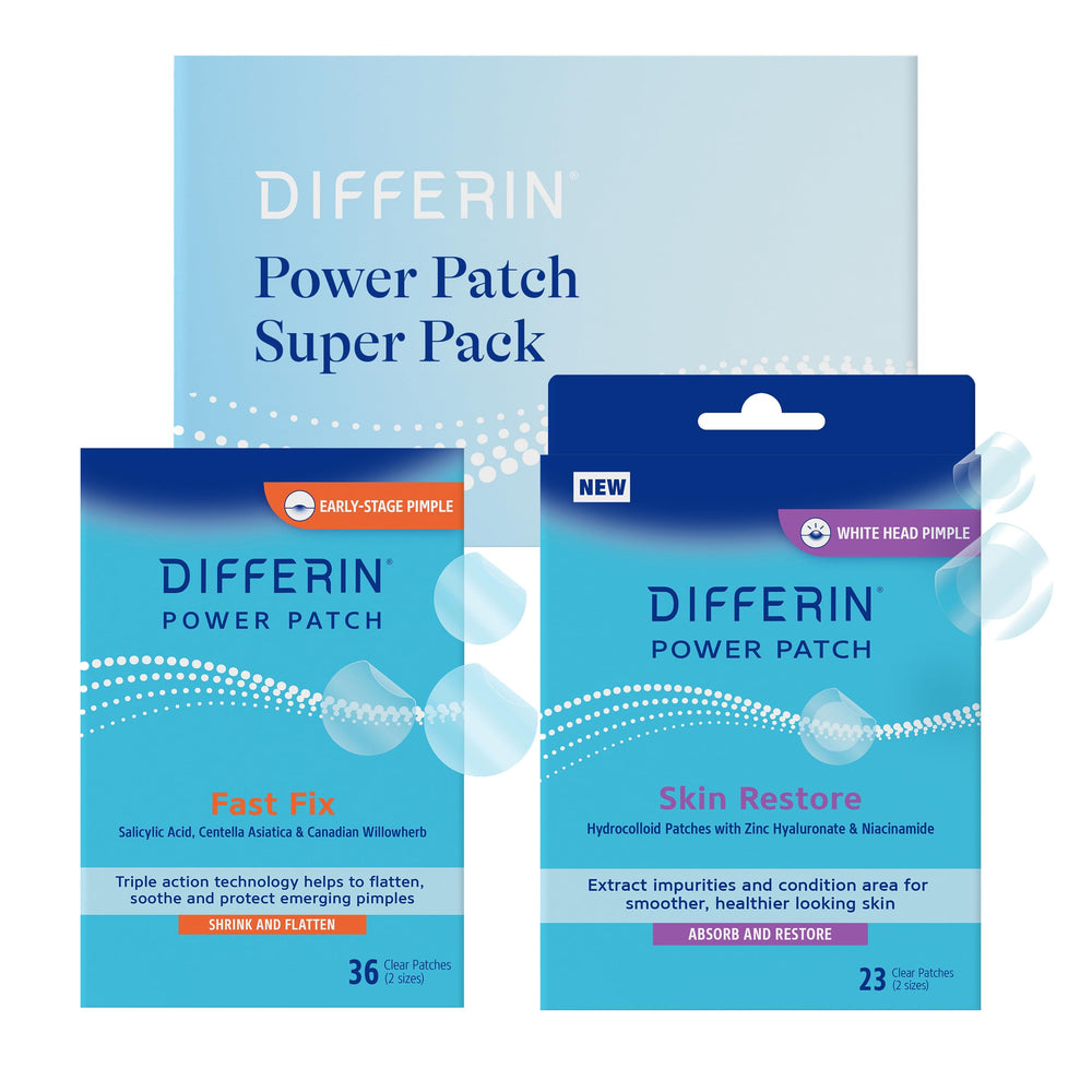 Differin front packaging showing complete acne kit and benefits