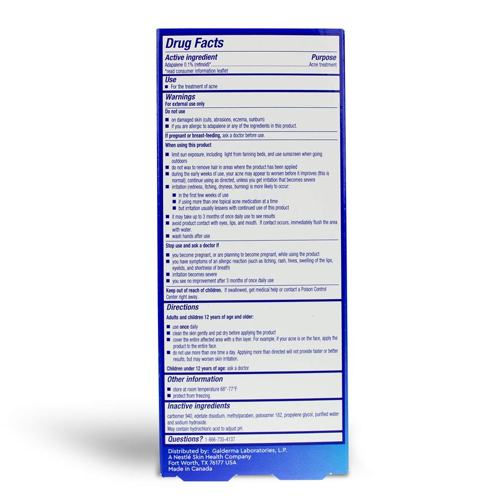 Differin fragrance-free label highlights gentle, no-added-scent formulation.