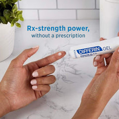 Differin gel water-based formula depicted for non-greasy skin feel.