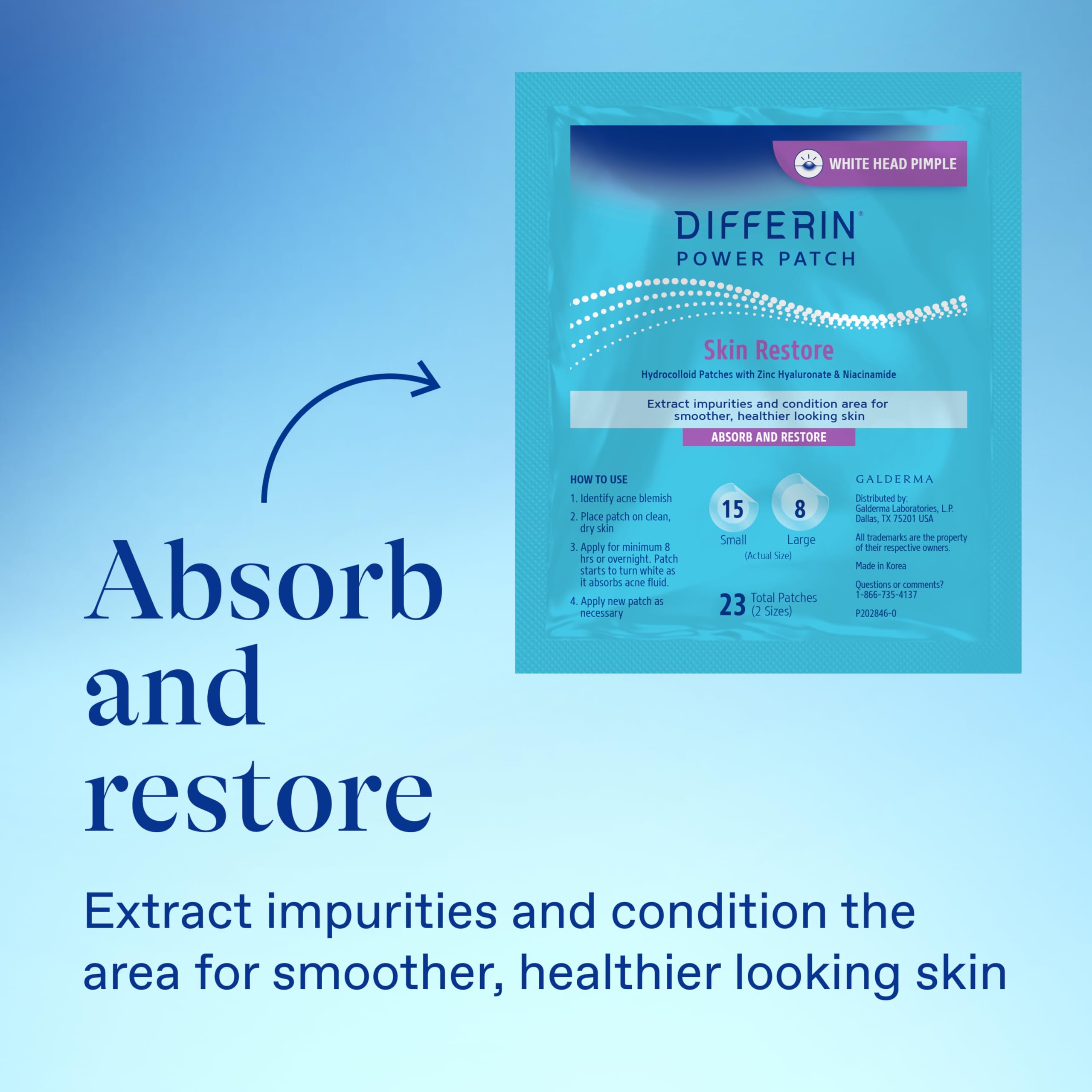 Differin label close-up showing zinc hyaluronate and niacinamide benefits