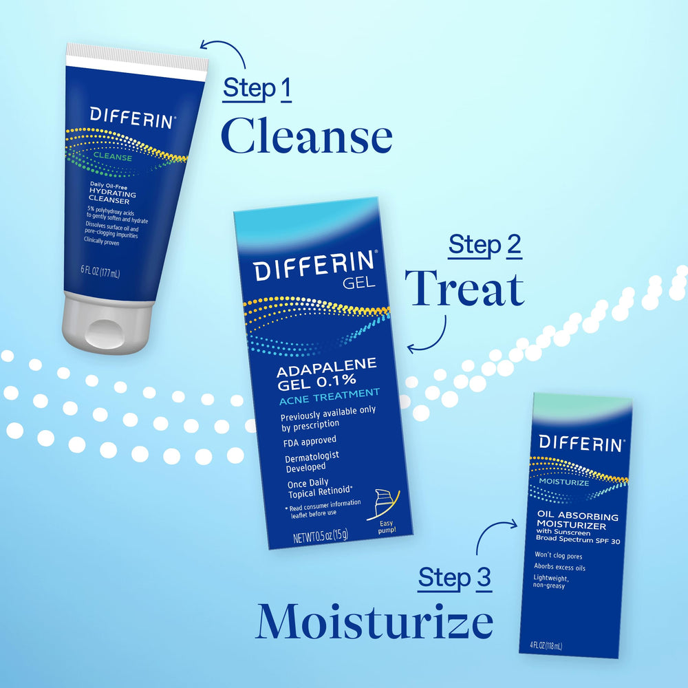 Differin gel visible on skin demonstrating non-comedogenic formula suitability