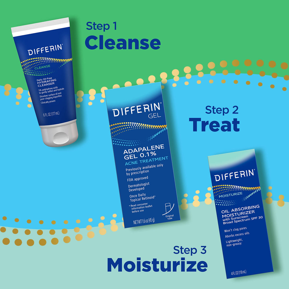Dermatologist-developed Differin formula designed for sensitive, acne-prone skin.
