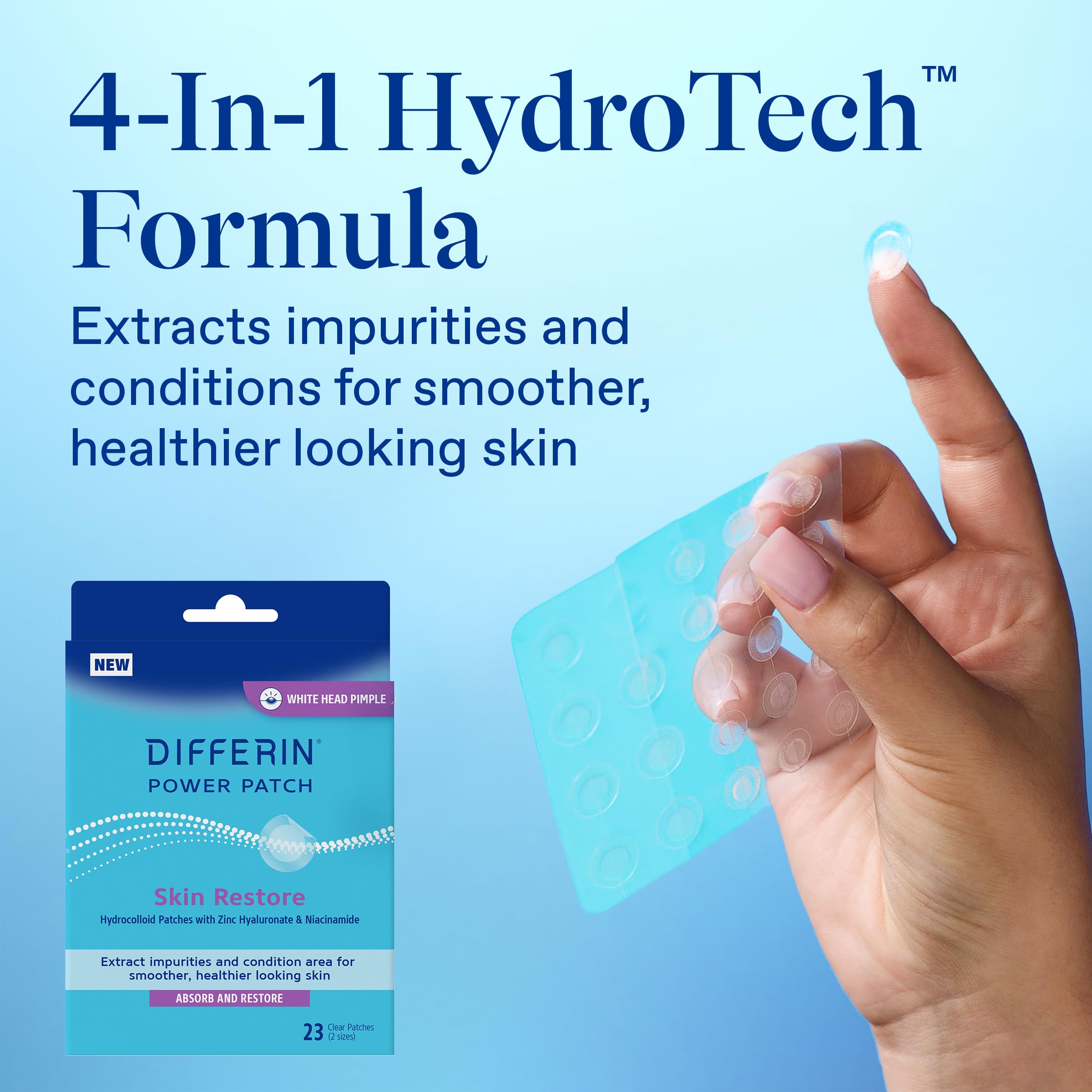 Differin patches applied on face during daytime for discreet treatment