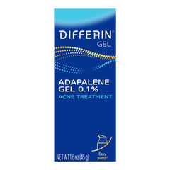 Differin pump front view showing product and easy dispensing benefit