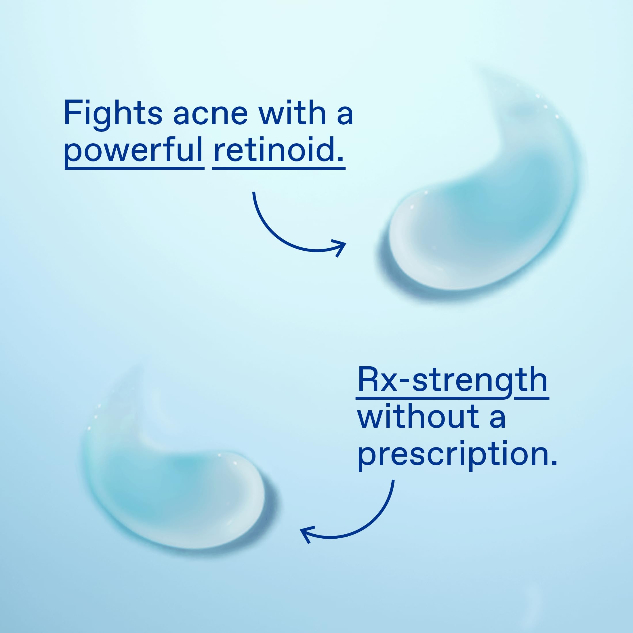 Differin pump beside hand showing 45g size and long-lasting 90-day supply