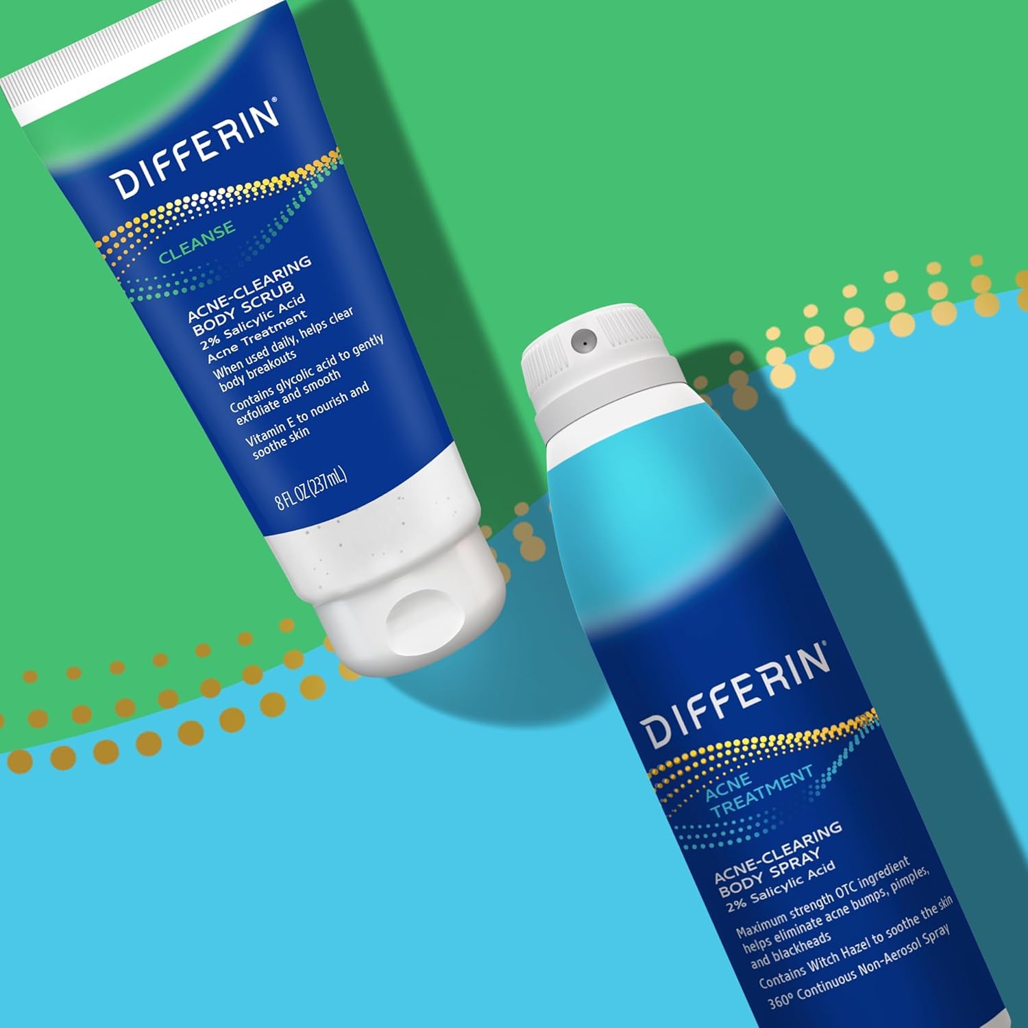 Differin before and after results on skin showing clearer, smoother appearance