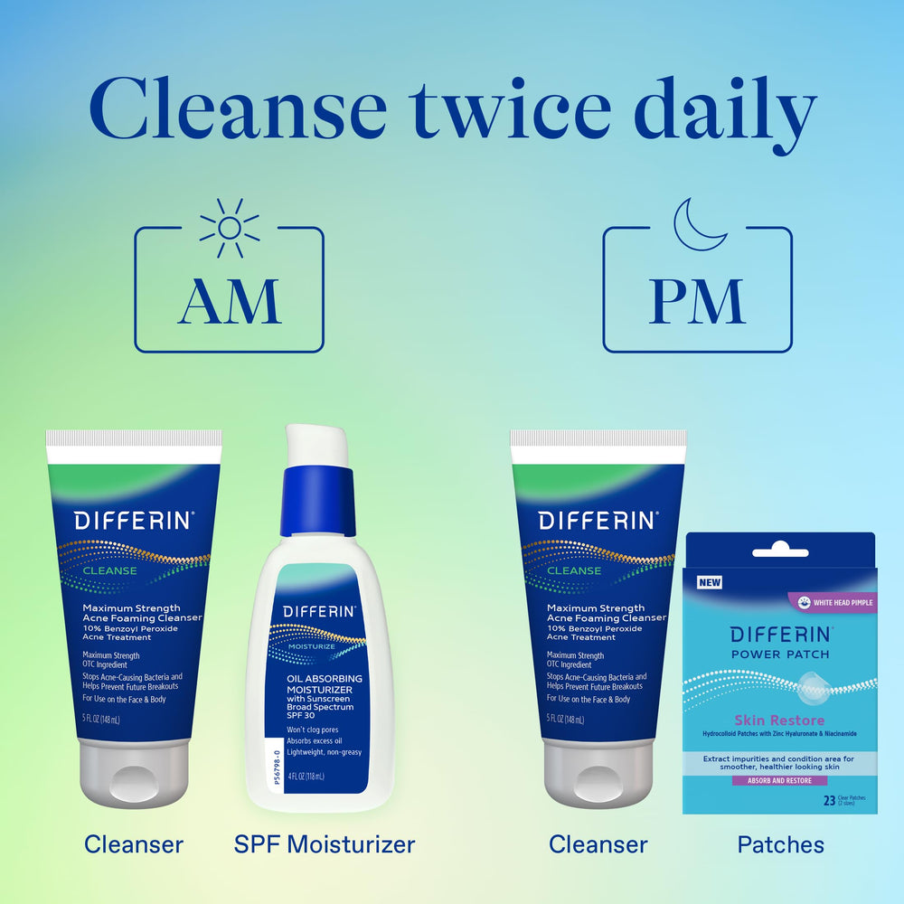 Differin bottle beside hand for scale showing compact travel-friendly benefit