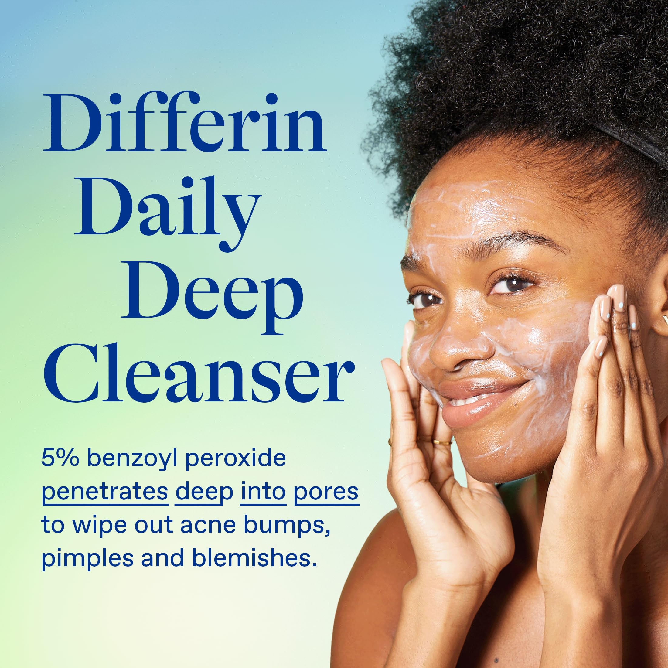 Differin textured foam detail highlighting gentle, non-abrasive lather