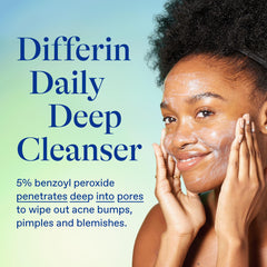 Differin textured foam detail highlighting gentle, non-abrasive lather