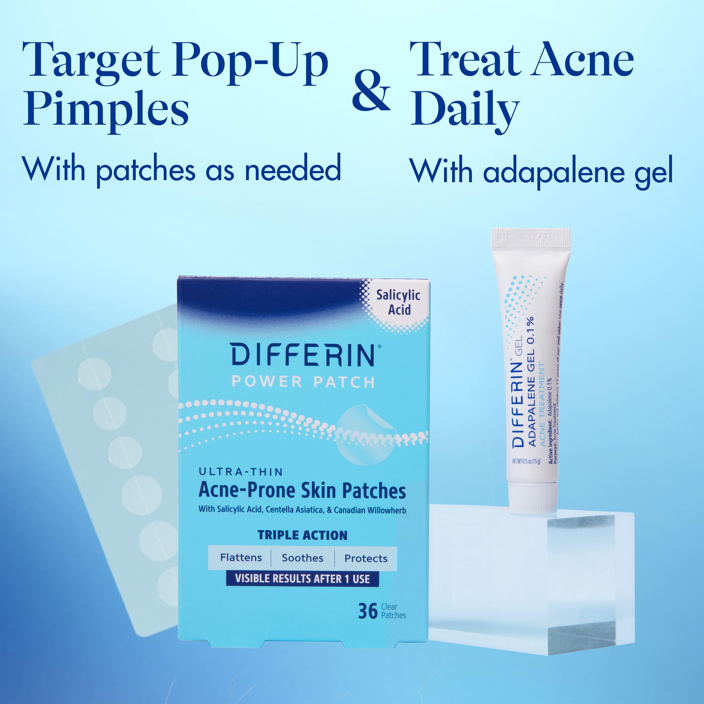 Differin gel texture spread on fingertip illustrating easy application benefit