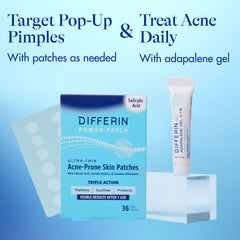 Differin gel texture spread on fingertip illustrating easy application benefit