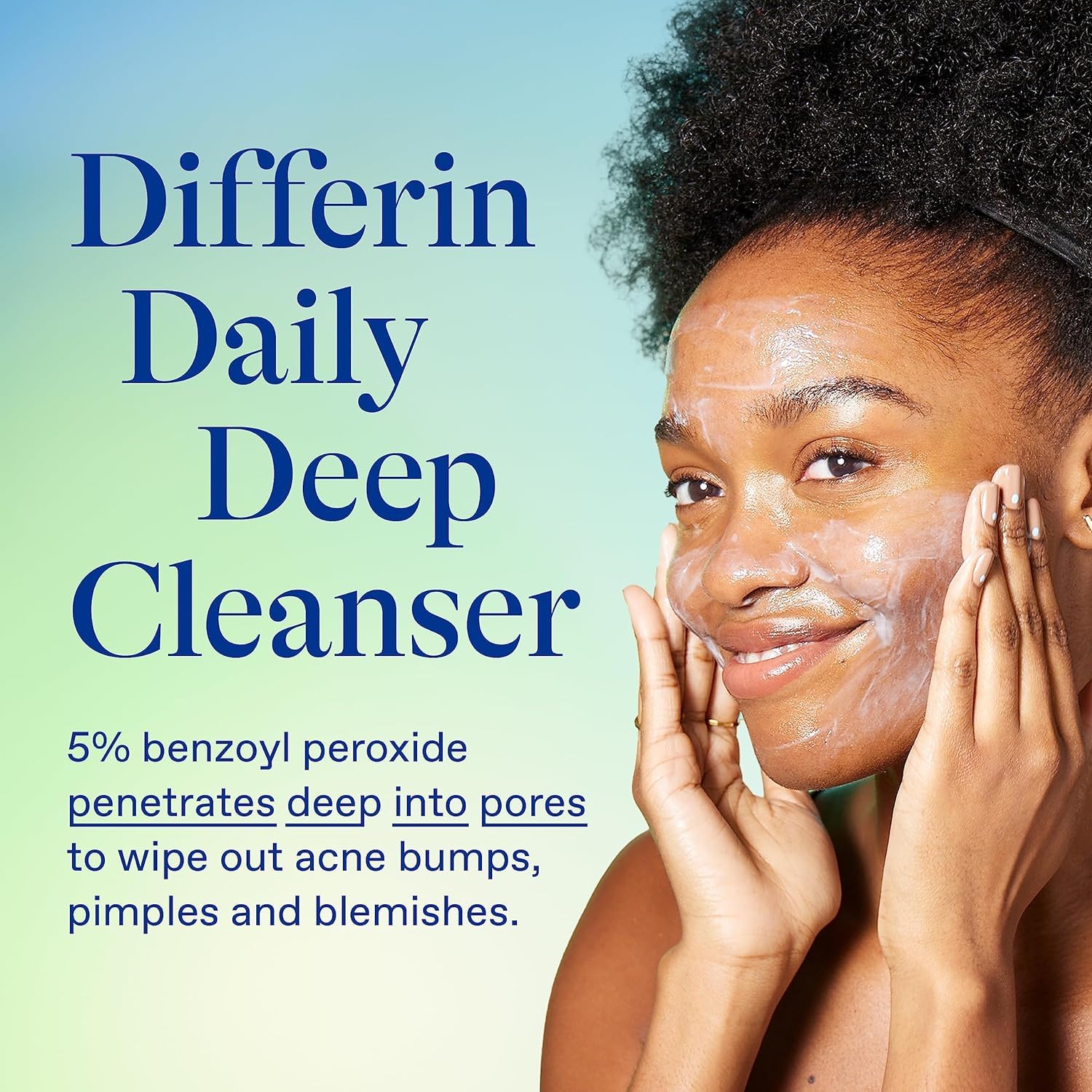 Differin gel texture on fingers illustrating smooth spread and targeted treatment