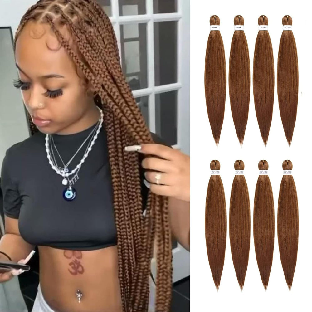 DIFUNEE pre-stretched braiding hair 24in #30 with yaki texture ideal for quick box braids