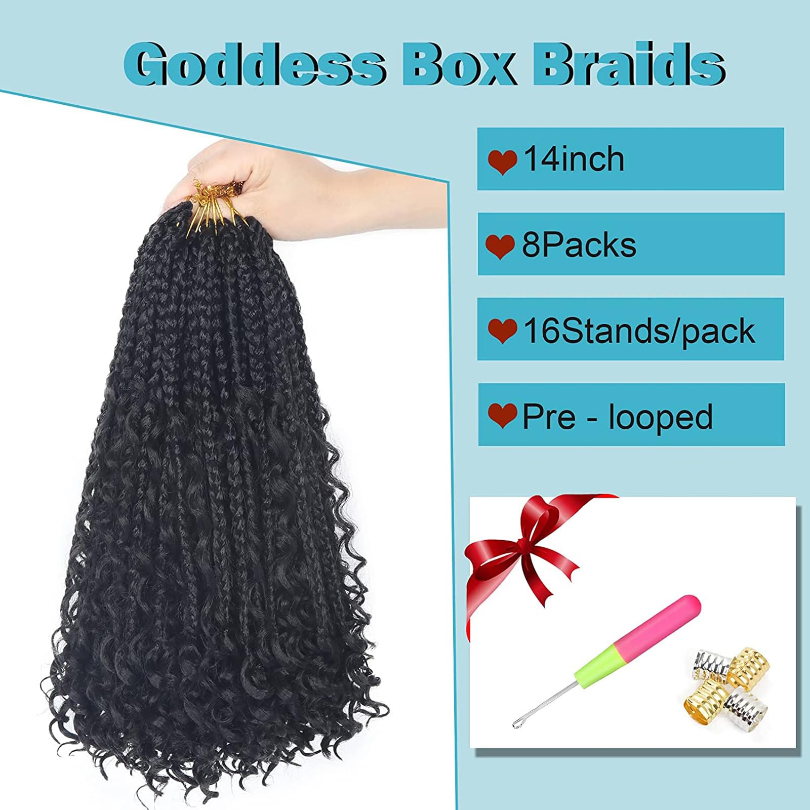 Diha Goddess Bohemian Box Braids 8-pack set delivers full, thick appearance