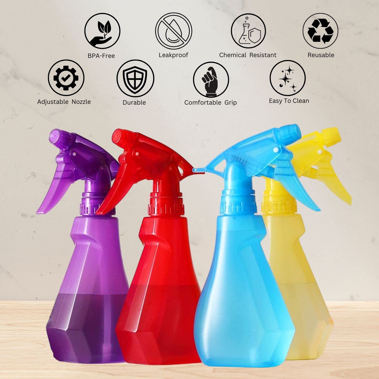 DilaBee adjustable-nozzle spray bottle offers mist or stream for precise application on hair, plants, or surfaces.