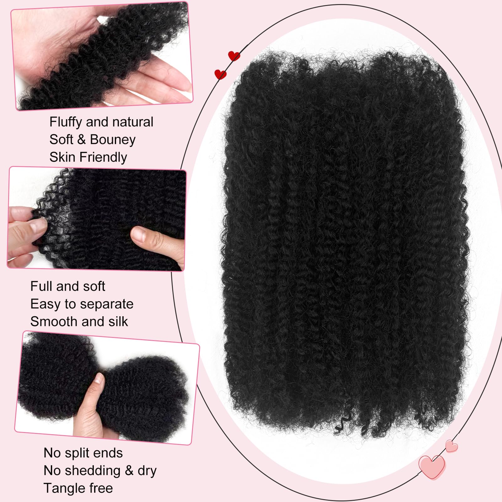 Dilekay Afro Kinkys bulk hair close-up reveals natural curl texture and softness.