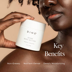 DIME Beauty Biome Body Butter label design highlights clean vegan ingredients.