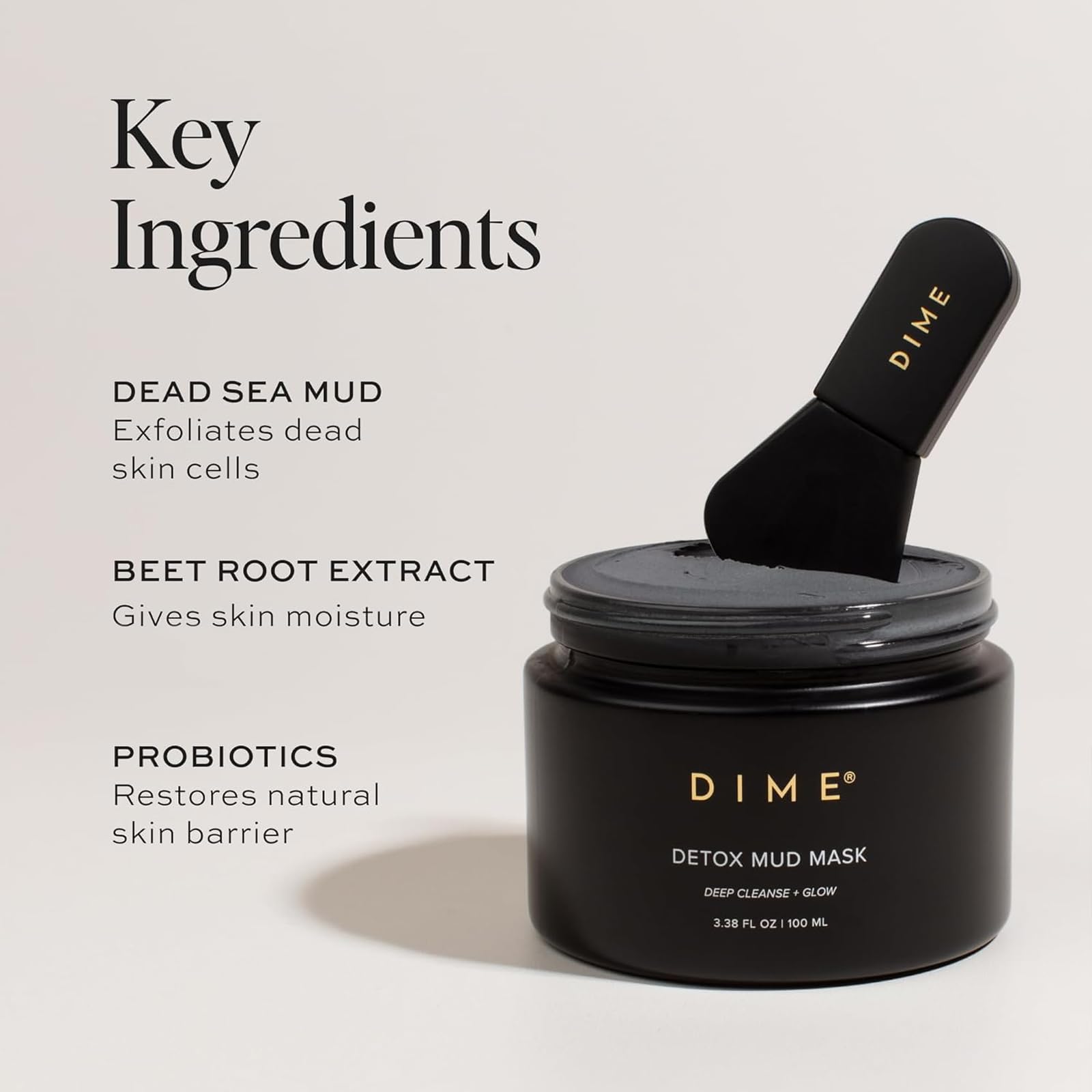 DIME Beauty Detox Mud Mask rinse-off moment shows skin feeling refreshed after treatment.
