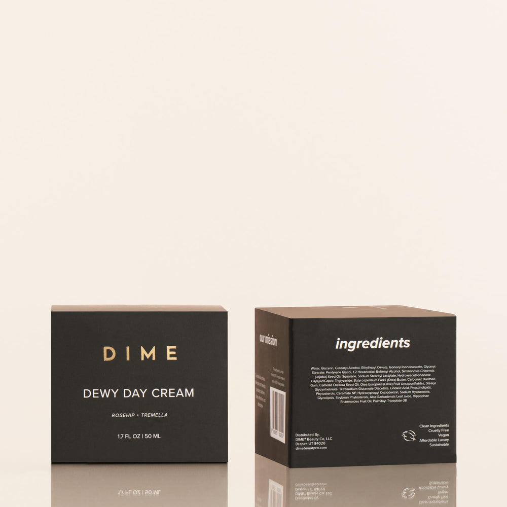 DIME Beauty Dewy Day Cream close-up after cleansing for morning use.