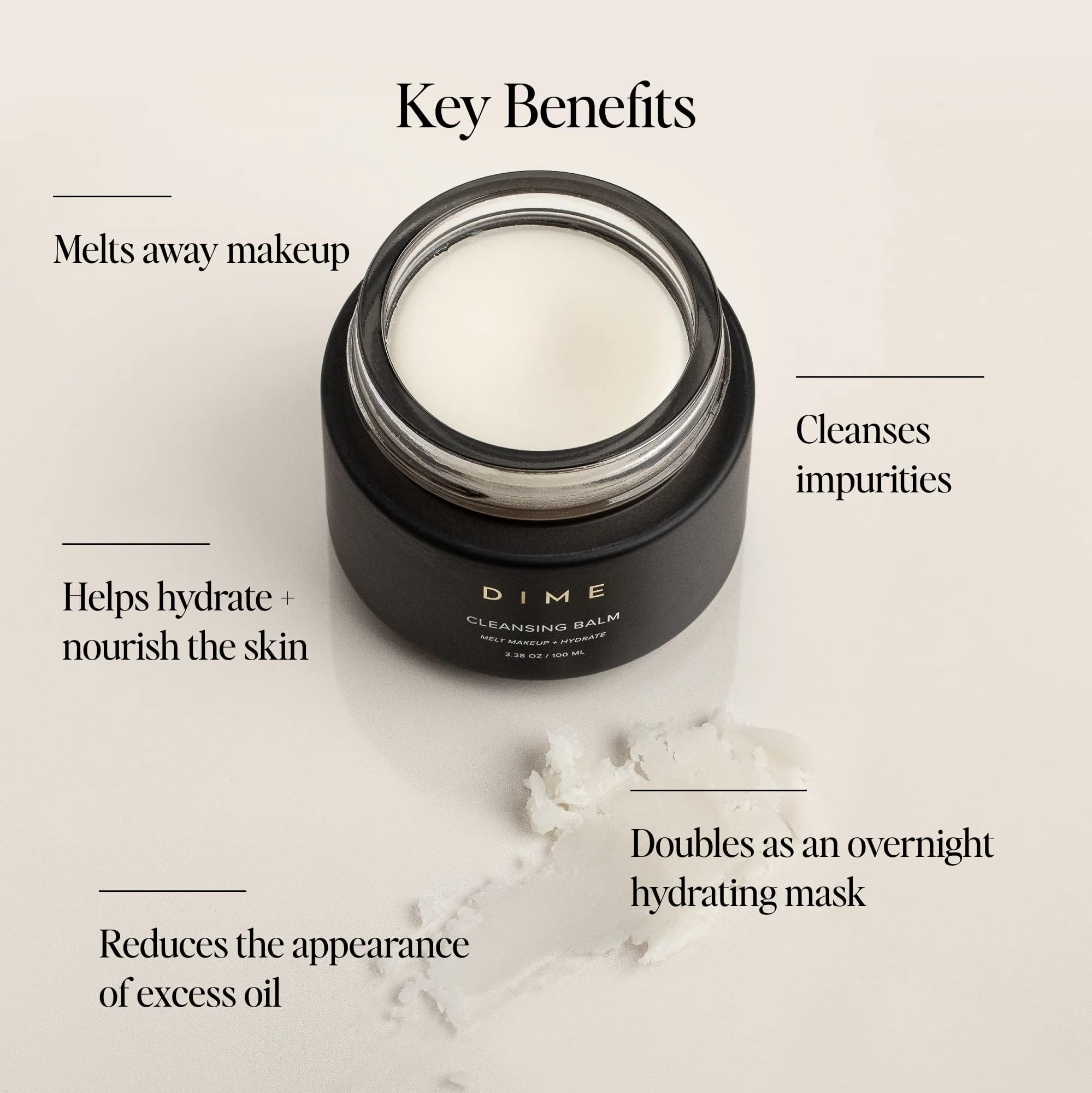 DIME Beauty double-cleanse sequence pairs balm with cleanser for refreshed skin.
