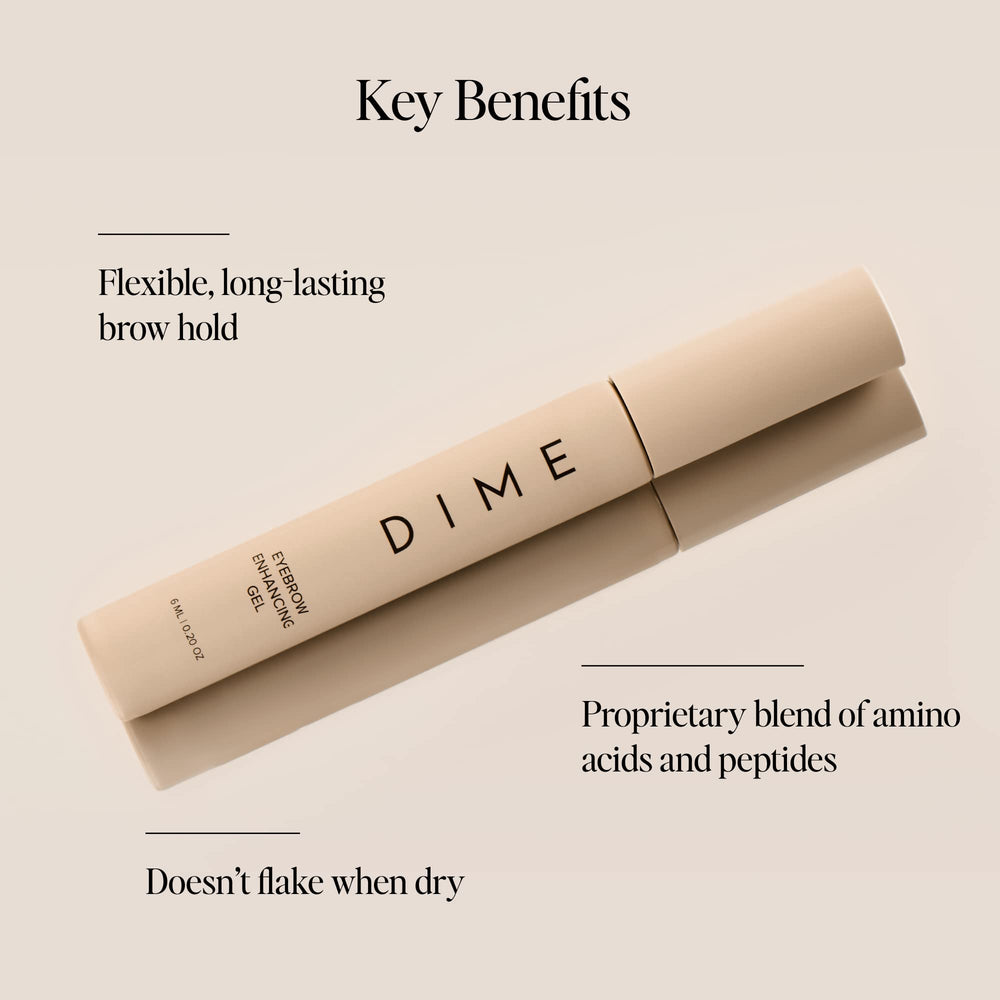 DIME Beauty Eyebrow Enhancing Gel brush close up demonstrates precise application for defined brows