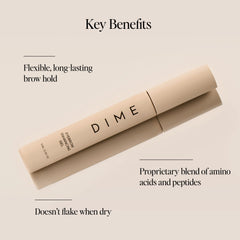 DIME Beauty Eyebrow Enhancing Gel brush close up demonstrates precise application for defined brows