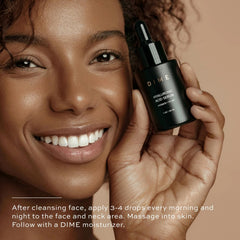 DIME Beauty Hyaluronic Serum application on skin demonstrates fast-absorbing hydration