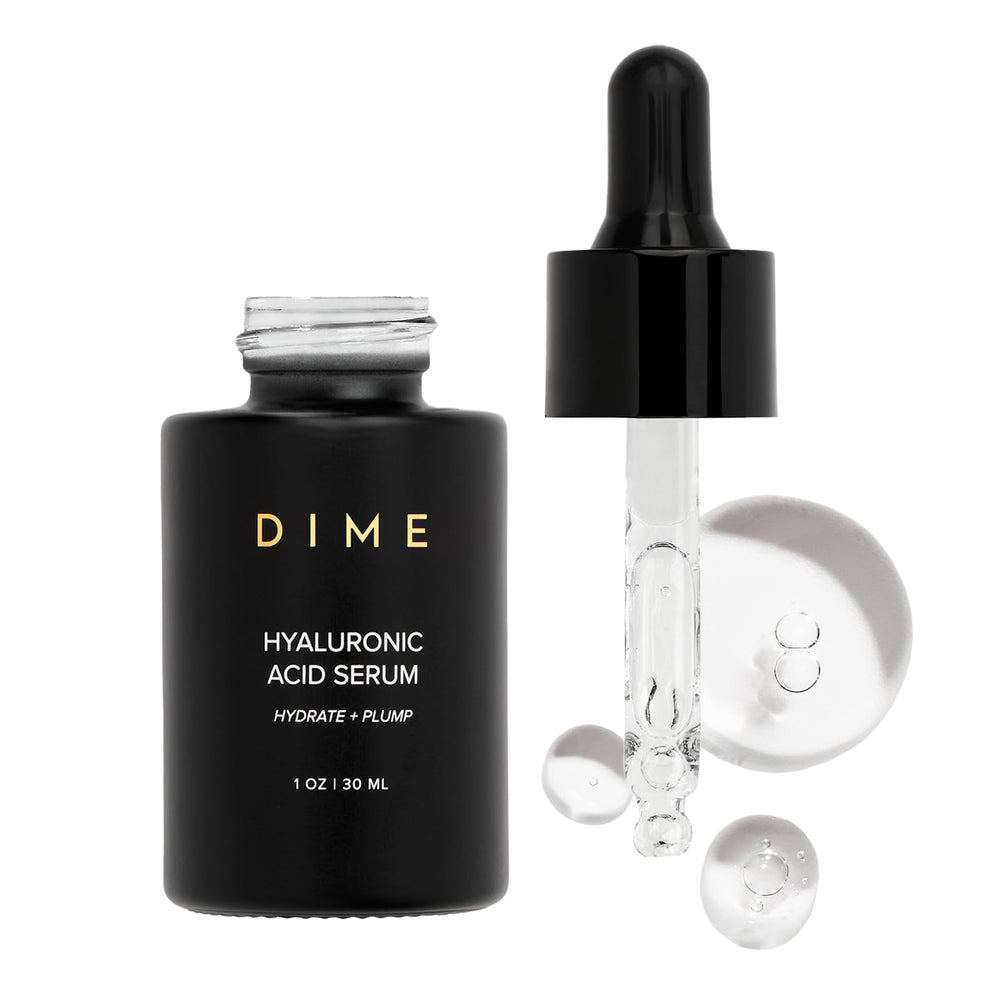DIME Beauty Hyaluronic Serum bottle front for on-the-go hydration and glow