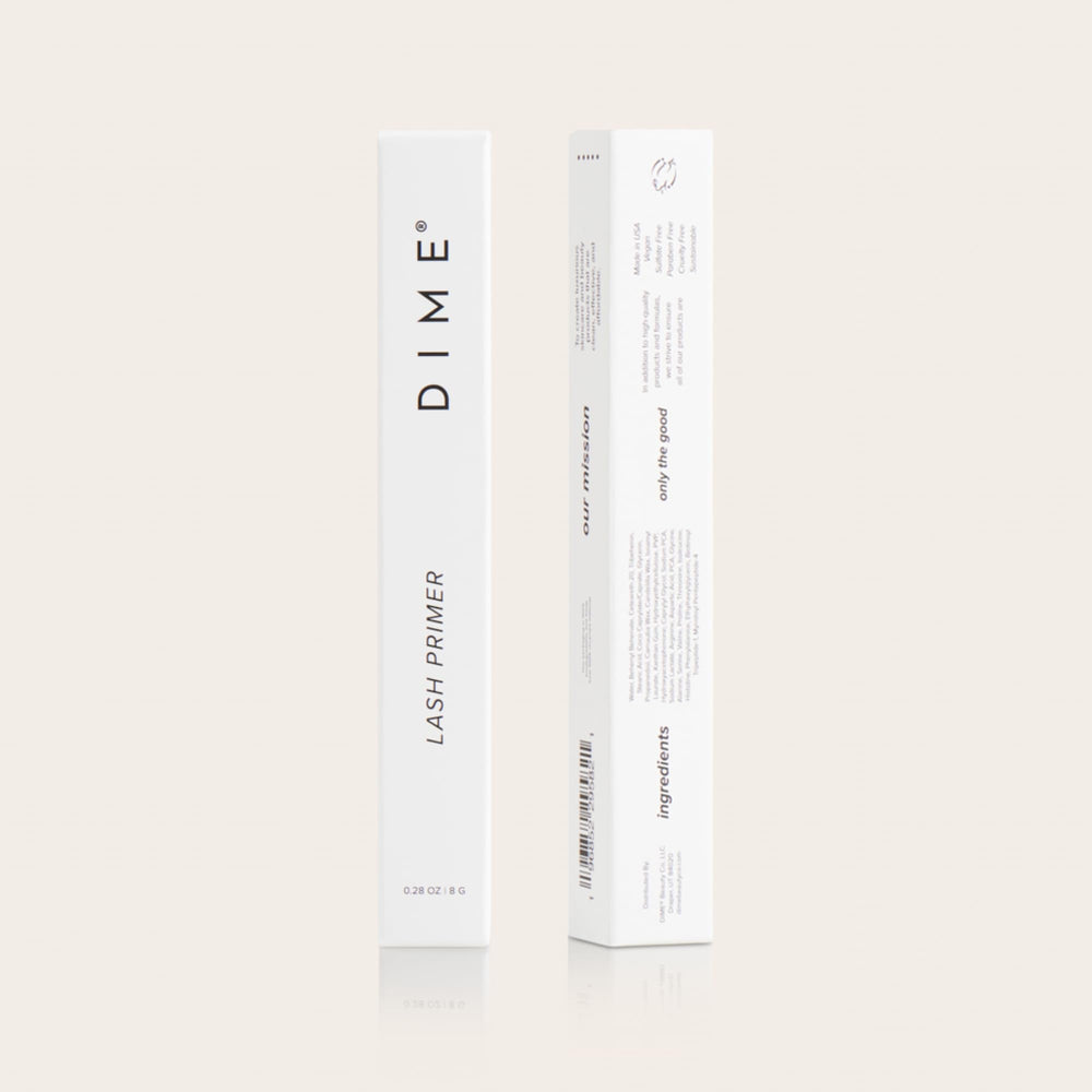 DIME Beauty Lash Primer illustration showing potential lash volume and length