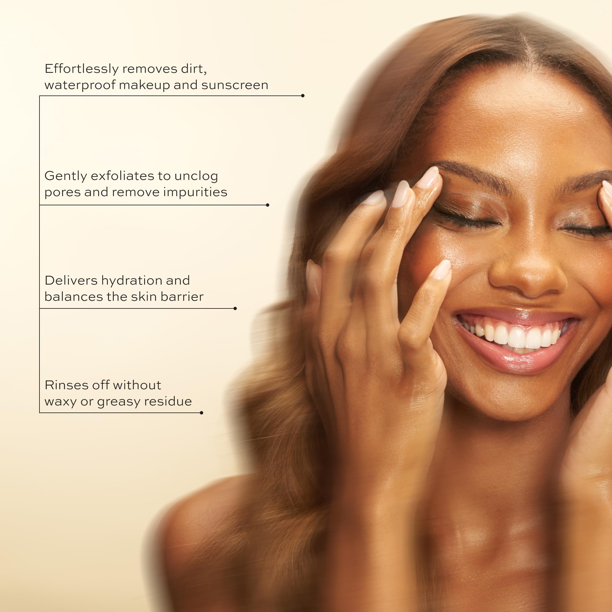 Application routine image for DIME Nourishing Cleansing Oil as first step in double cleanse