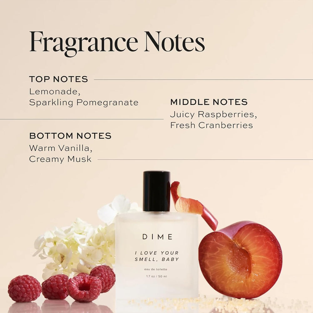 DIME I Love Your Smell, Baby packaging highlights sustainable, vegan fragrance packaging.