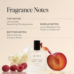 DIME I Love Your Smell, Baby packaging highlights sustainable, vegan fragrance packaging.