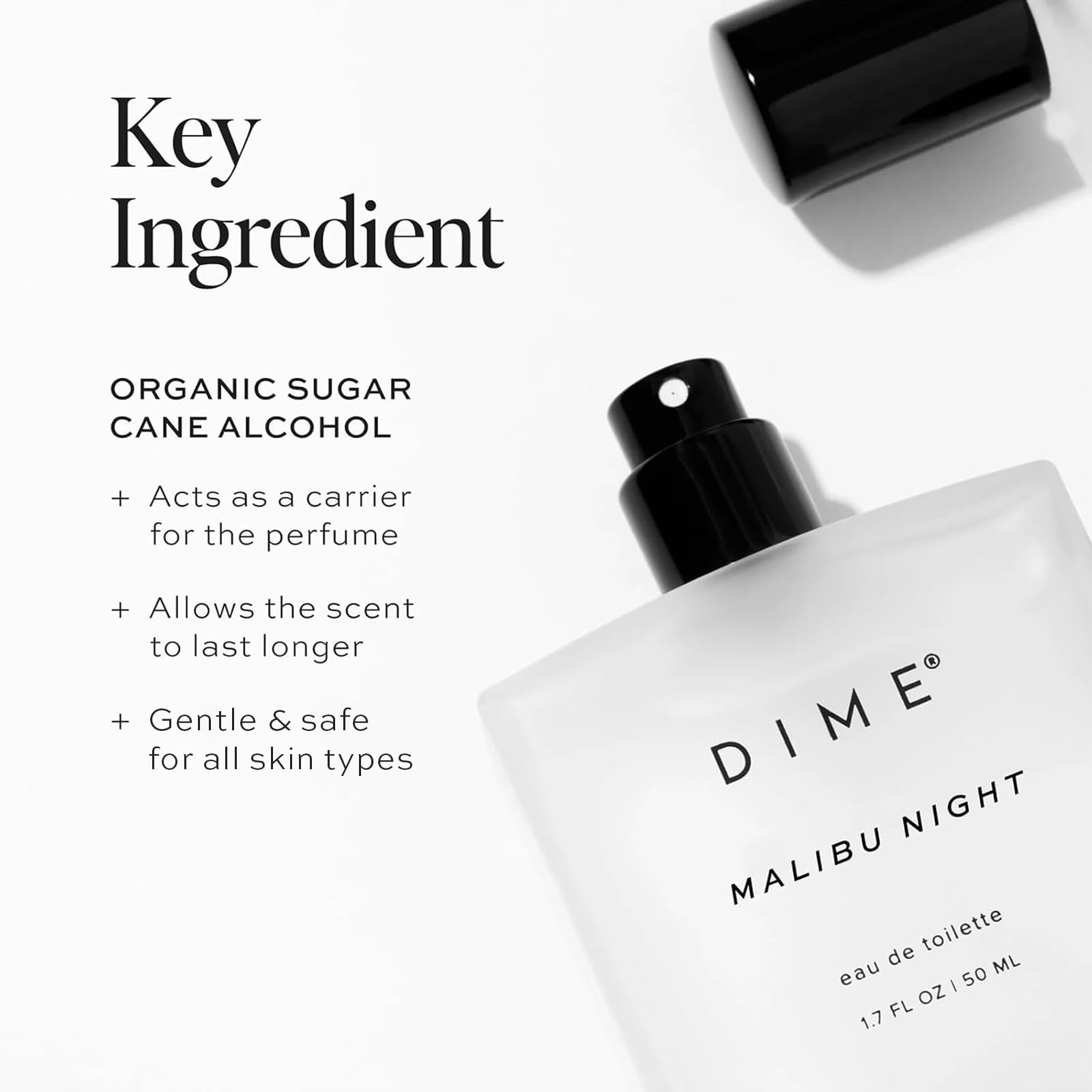 DIME Malibu Night fragrance swatch on paper strip previews fruity floral opening.
