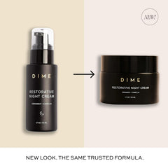 DIME Beauty Restorative Night Cream ceramides and sea buckthorn ingredients close-up for nourished skin.