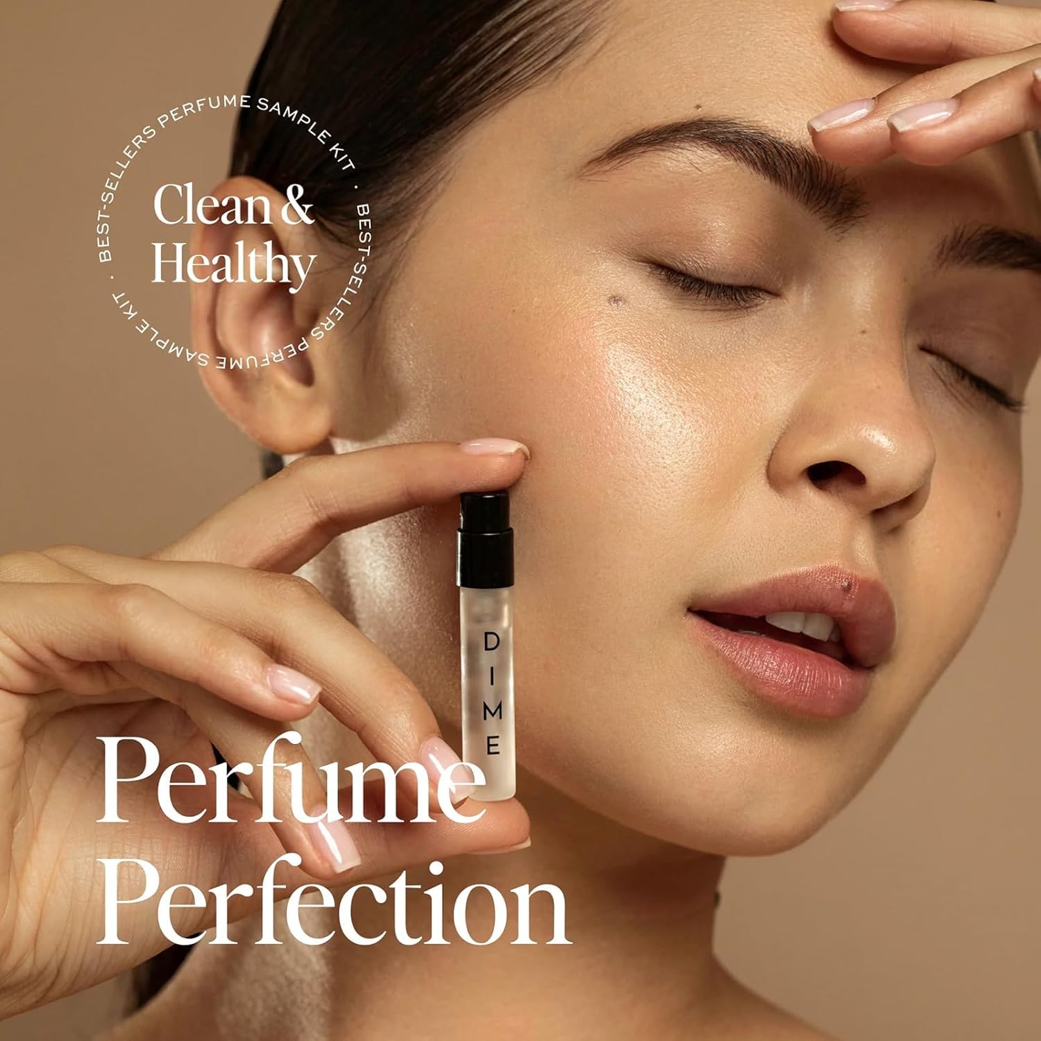 DIME Beauty sampler travel case 2ml bottles enables fragrance refresh on the go.