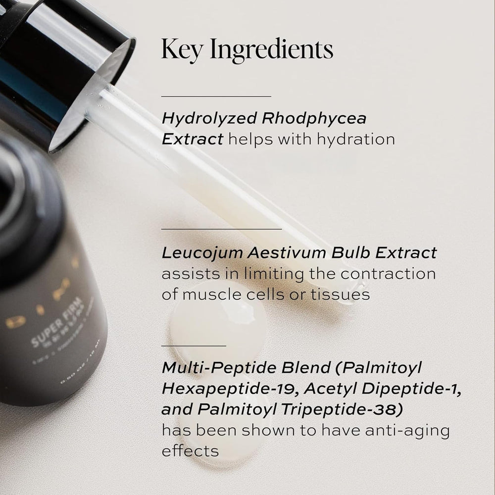 DIME Beauty Super Firm Serum texture swatch demonstrates lightweight, hydrating formula.