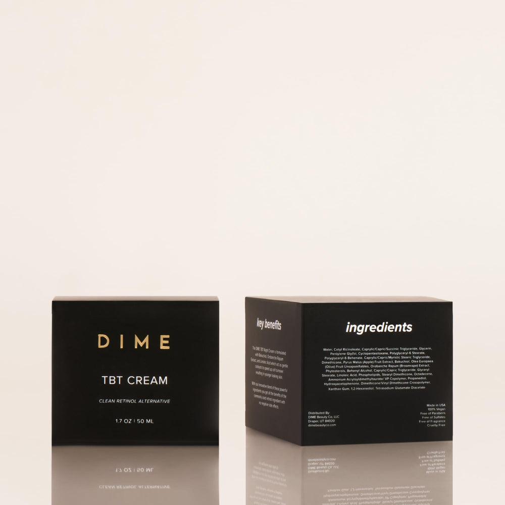 DIME Beauty TBT Cream before-after-comparison hints visible smoothing with regular use.